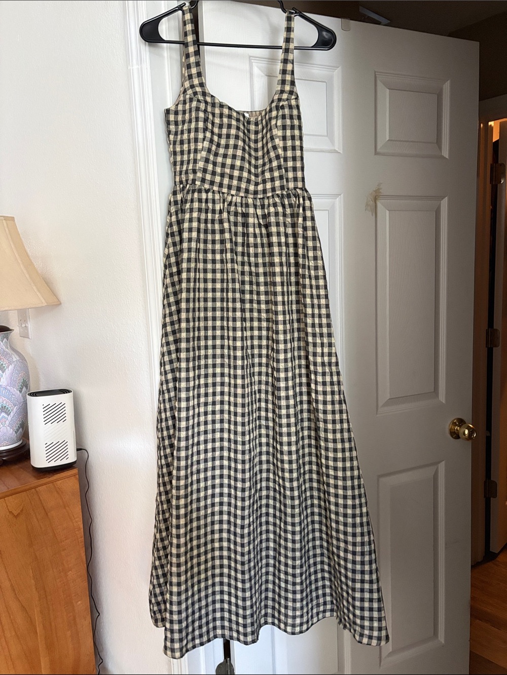 Princess Polly Black & Cream Gingham Maxi Dress